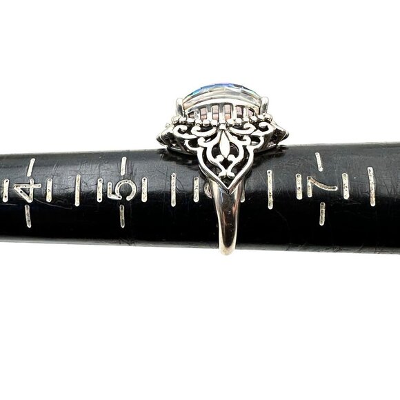 JTV Womens Ring Sterling Silver Mystic Topaz Size 6 Fancy Cut Gemstone - Picture 6 of 6